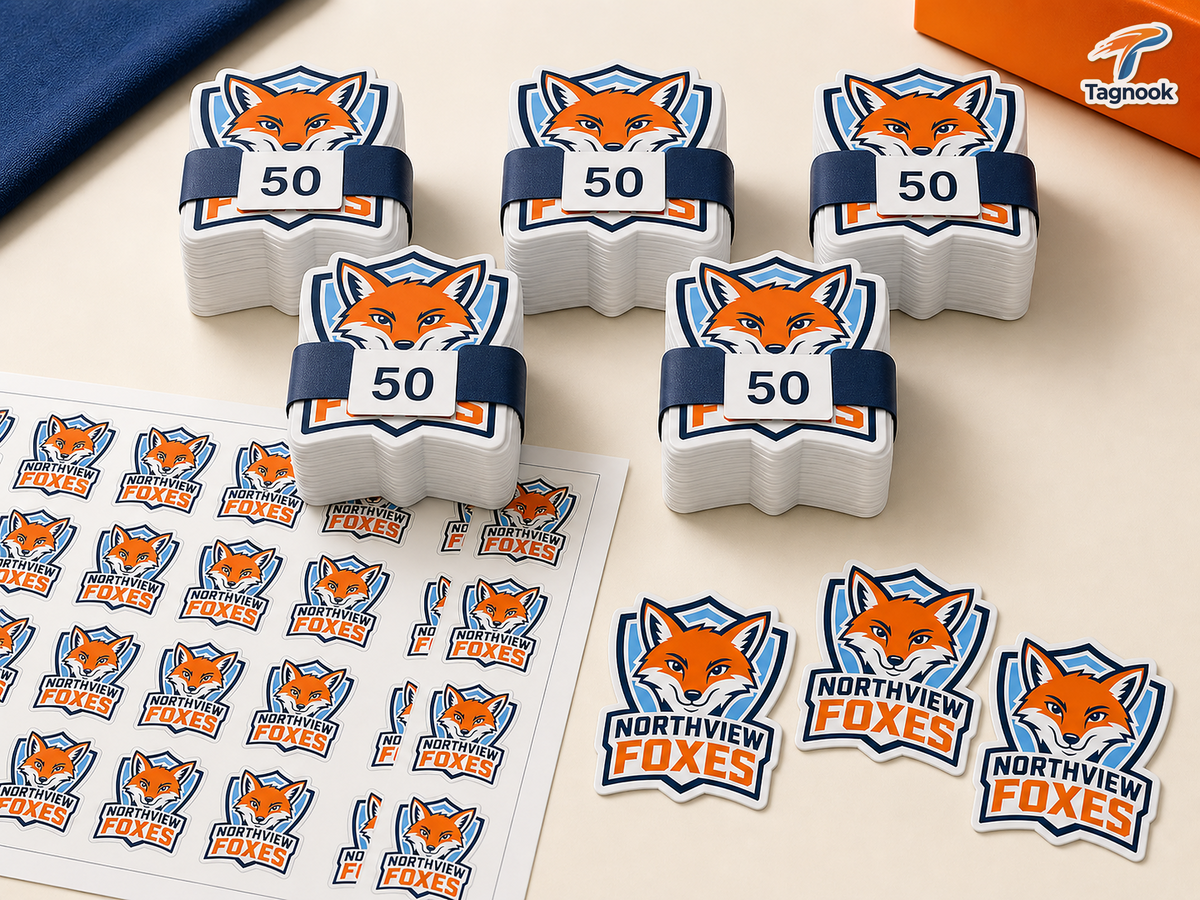 Tagnook Custom Mascot & Spirit Stickers shown as sold in a clean product presentation.
