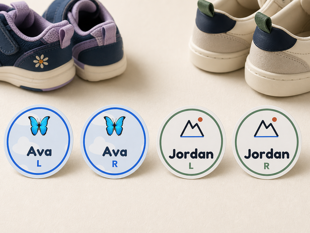 Tagnook Shoe & Gear Labels shown in a crisp 4:3 collection-card product presentation.